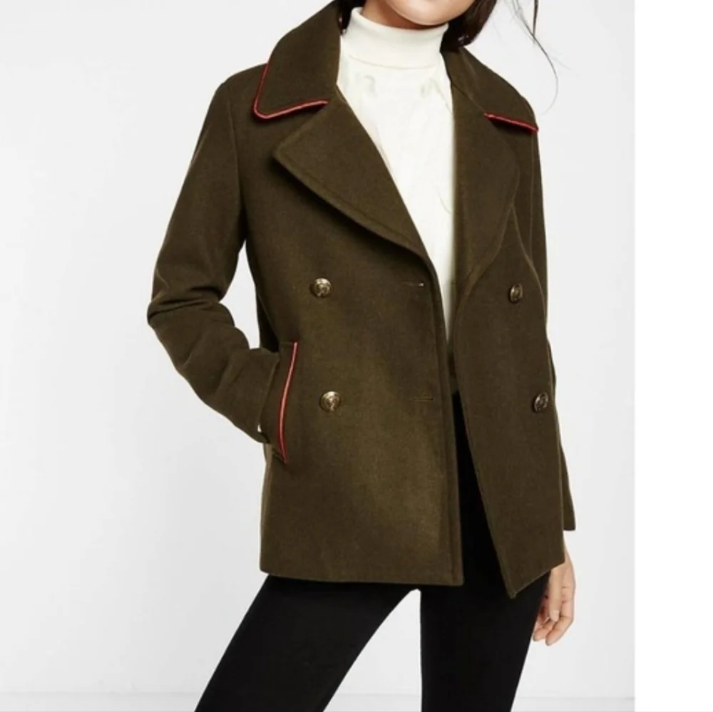 Express Olive Green Double-Breasted Woman's Sz M